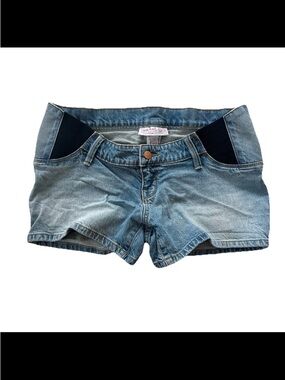 Isabel Maternity Side Panel Midi Jean Shorts 2 Bump Friendly Pregnancy Denim